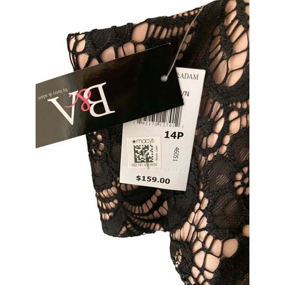 NWT Betsy & Adam Petite Lace-Top Off-The-Shoulder Gown Black SZ 14P - Picture 9 of 10